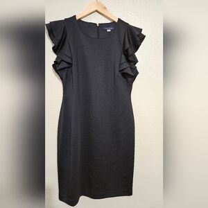 Tommy Hilfiger Black Ruffled Sheath Mini Dress